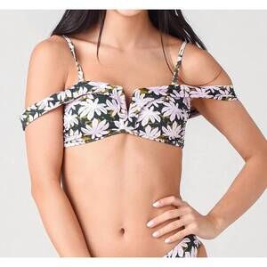 NEW ALEXANDRA MIRO lola bikini top in print d small pink palm